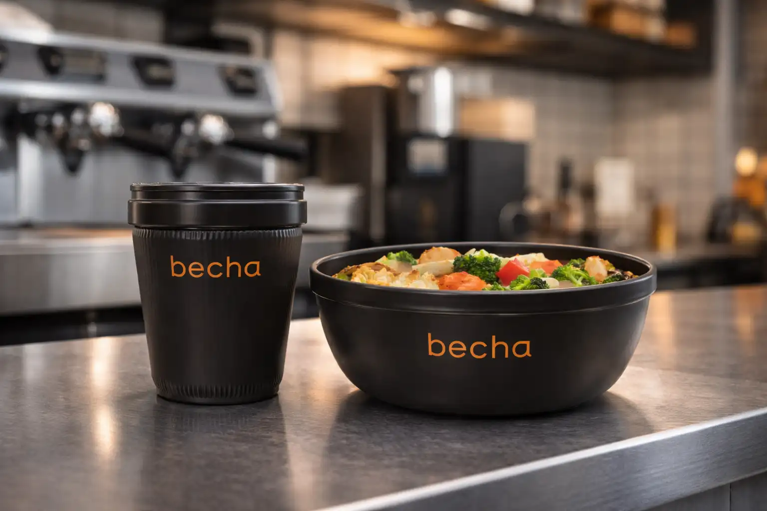 Mehrweg Coffee to go und Mehrweg Bowl für Speisen von becha.