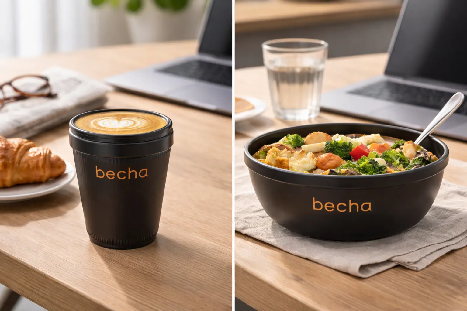 Coffee to go im Mehrwegbecher und Lunch in der Mehrwegbowl