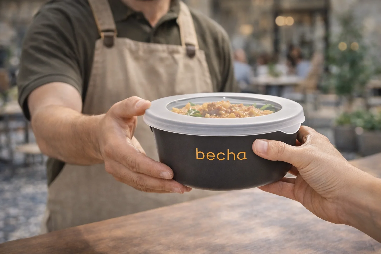 Mehrwegschale, Bowl für die Ausgabe von Speisen Take-away.